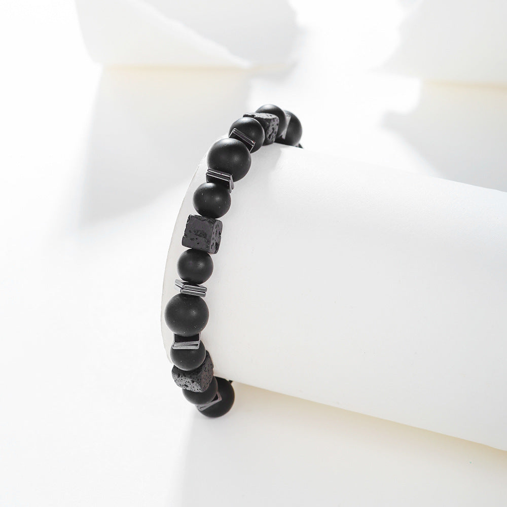 Cubos de lava al por mayor Pulsera tejida de piedra volcánica